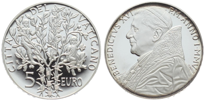 Vatikan 5 Euro 2005 R Benedikt XVI. (2005-2013) - Auf den 60. Jahrestag des Endes des 2. Weltkrieges